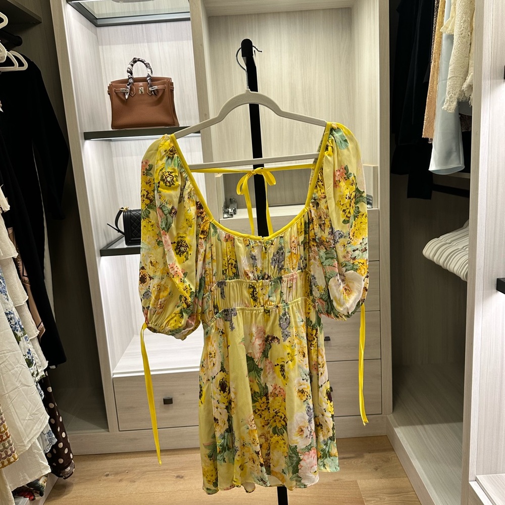 For Love And Lemons Yellow Floral Mini Dress - Picture 3 of 6